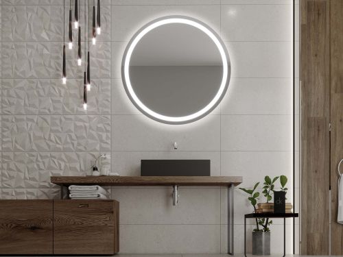 Oglindă rotundă de baie cu iluminare led C4