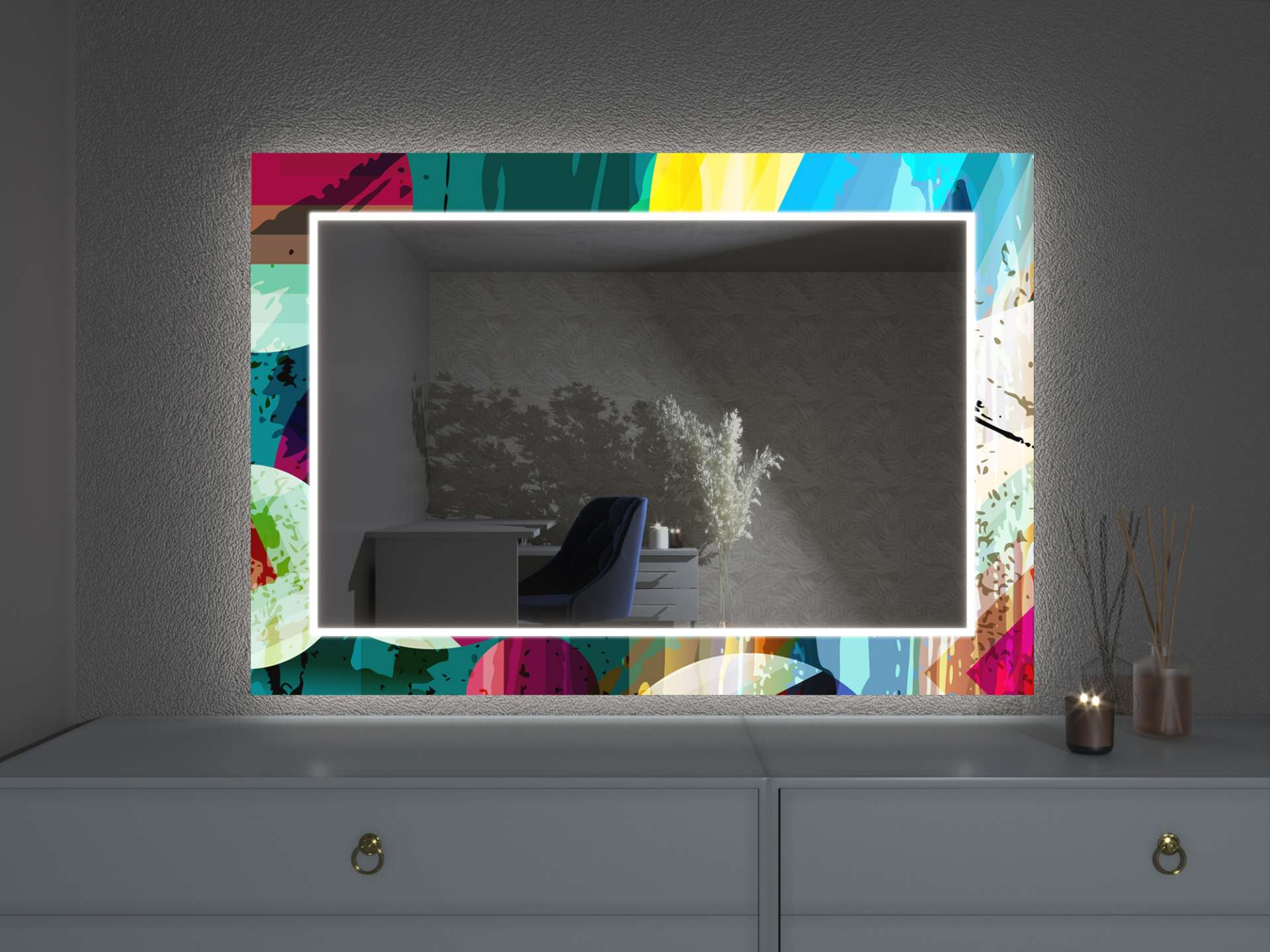 Oglindă LED cu decor D1