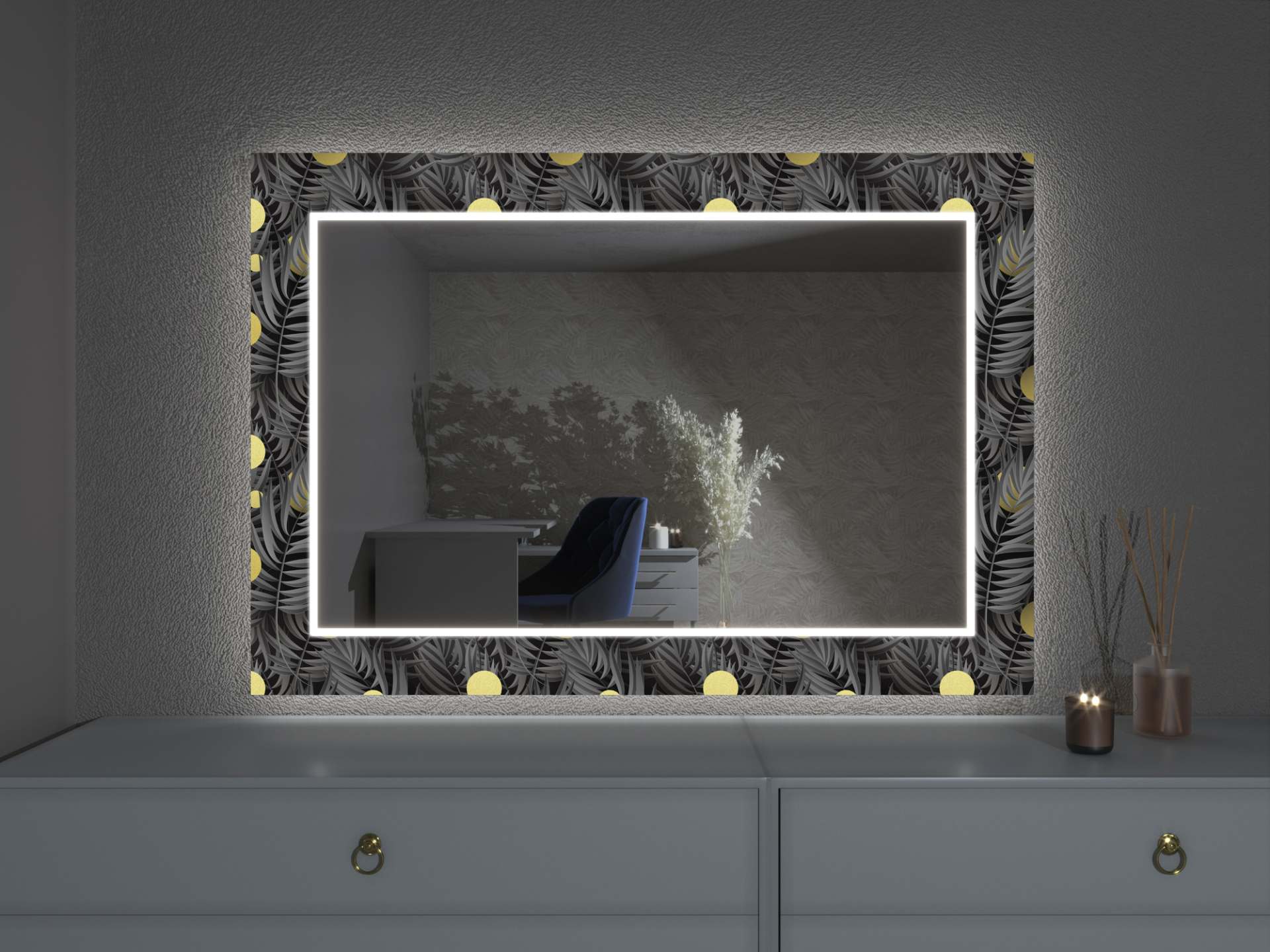 Oglindă LED cu decor D5