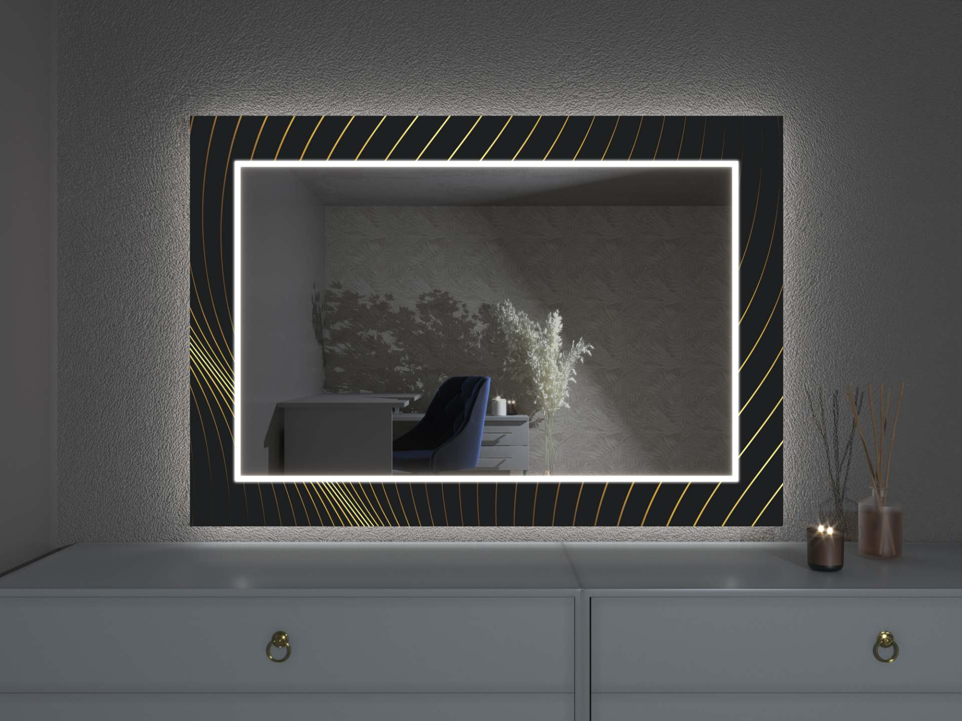 Oglindă LED cu decor D6