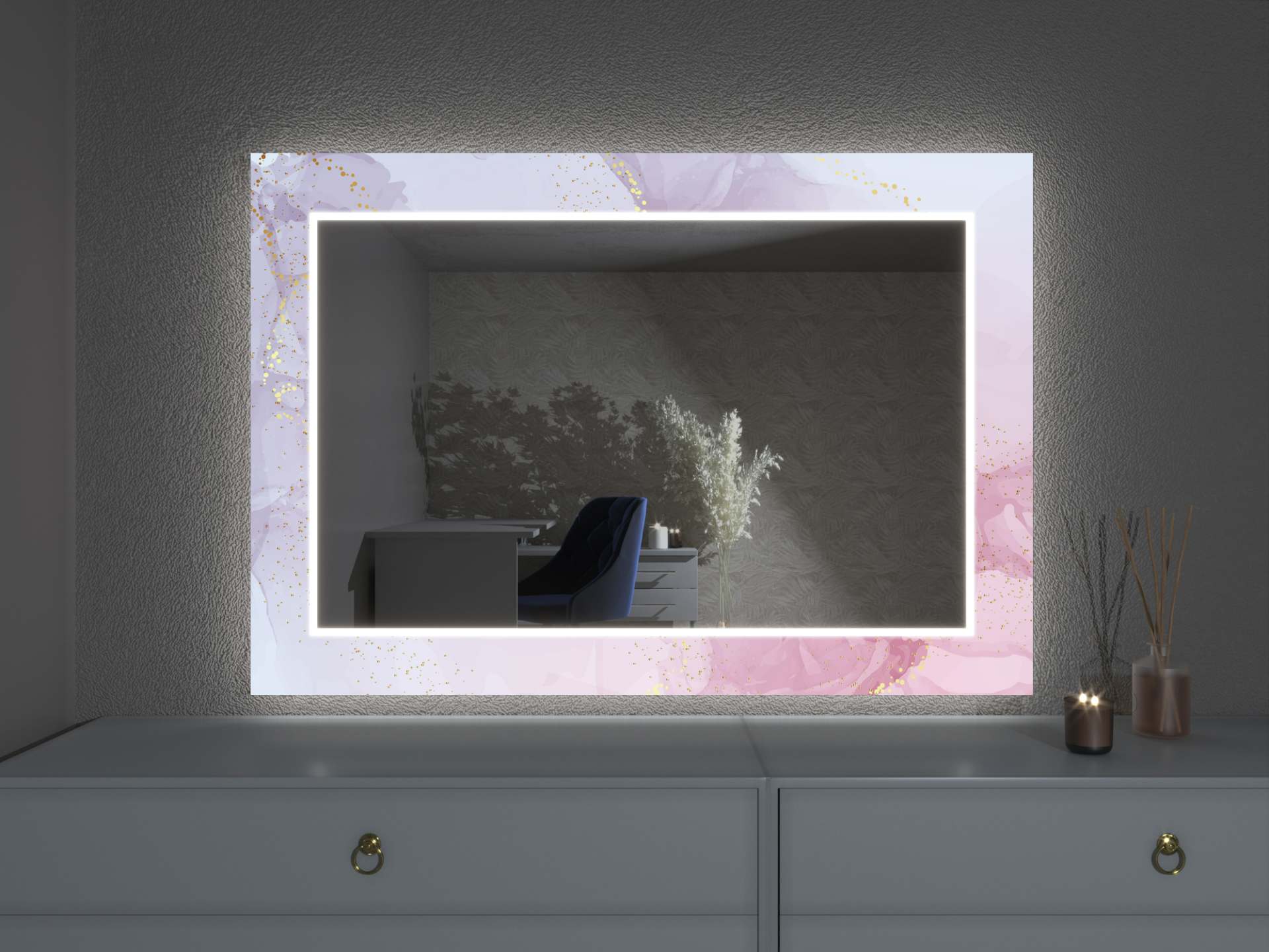 Oglindă LED cu decor D8
