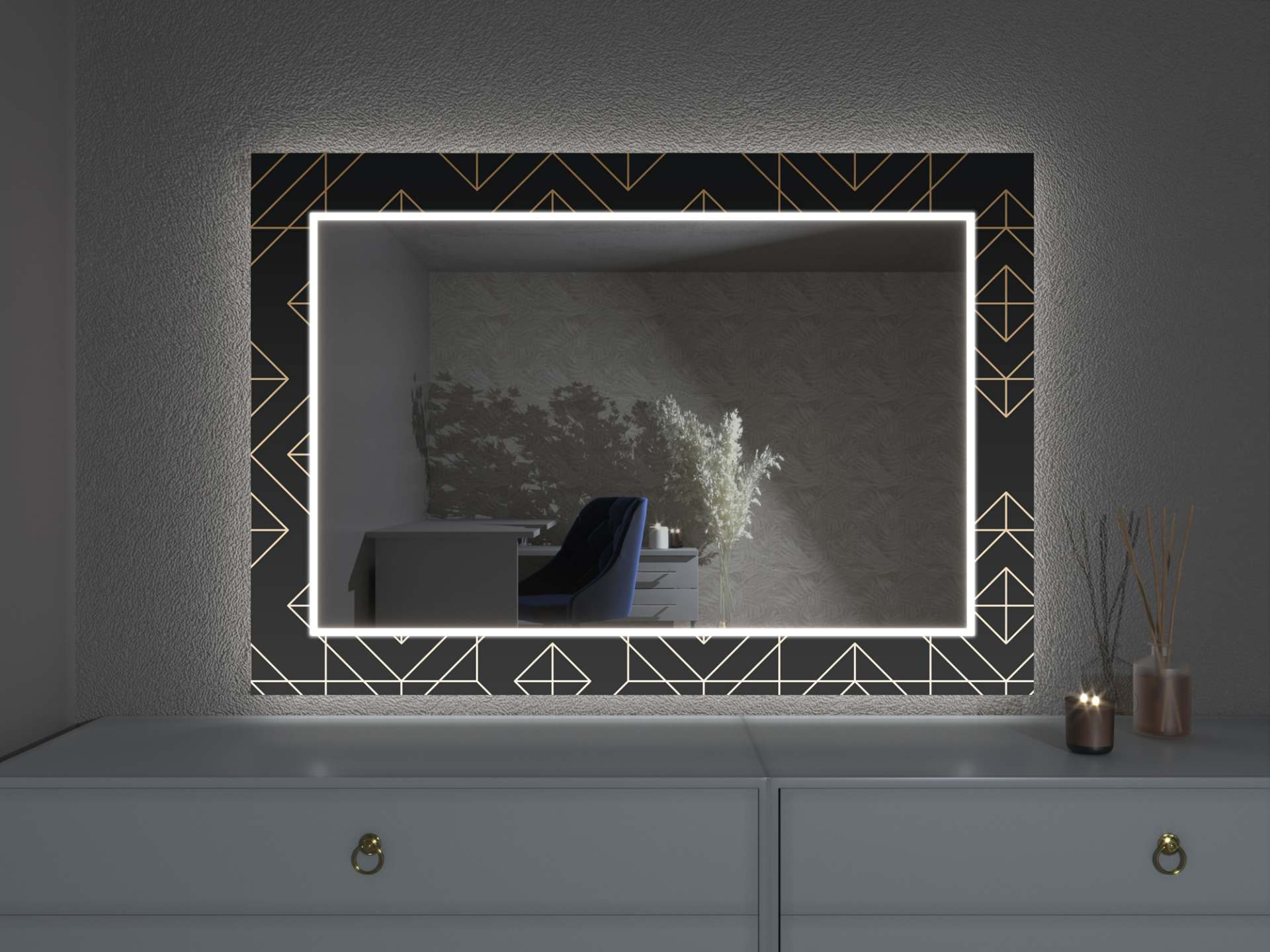 Oglindă LED cu decor D10