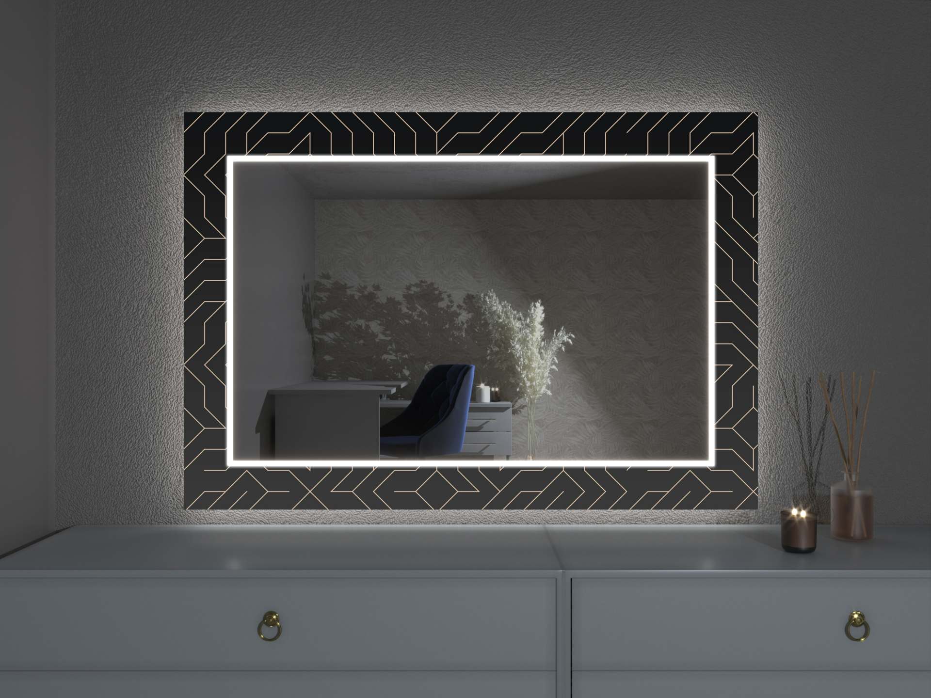 Oglindă LED cu decor D11