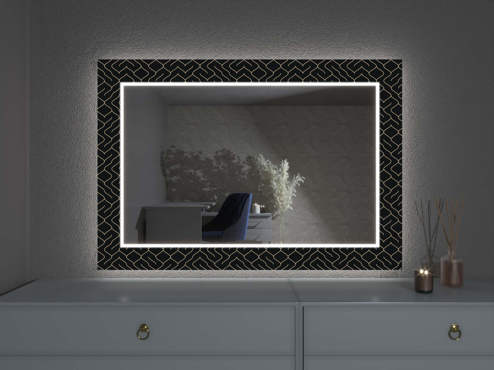 Oglindă LED cu decor D13