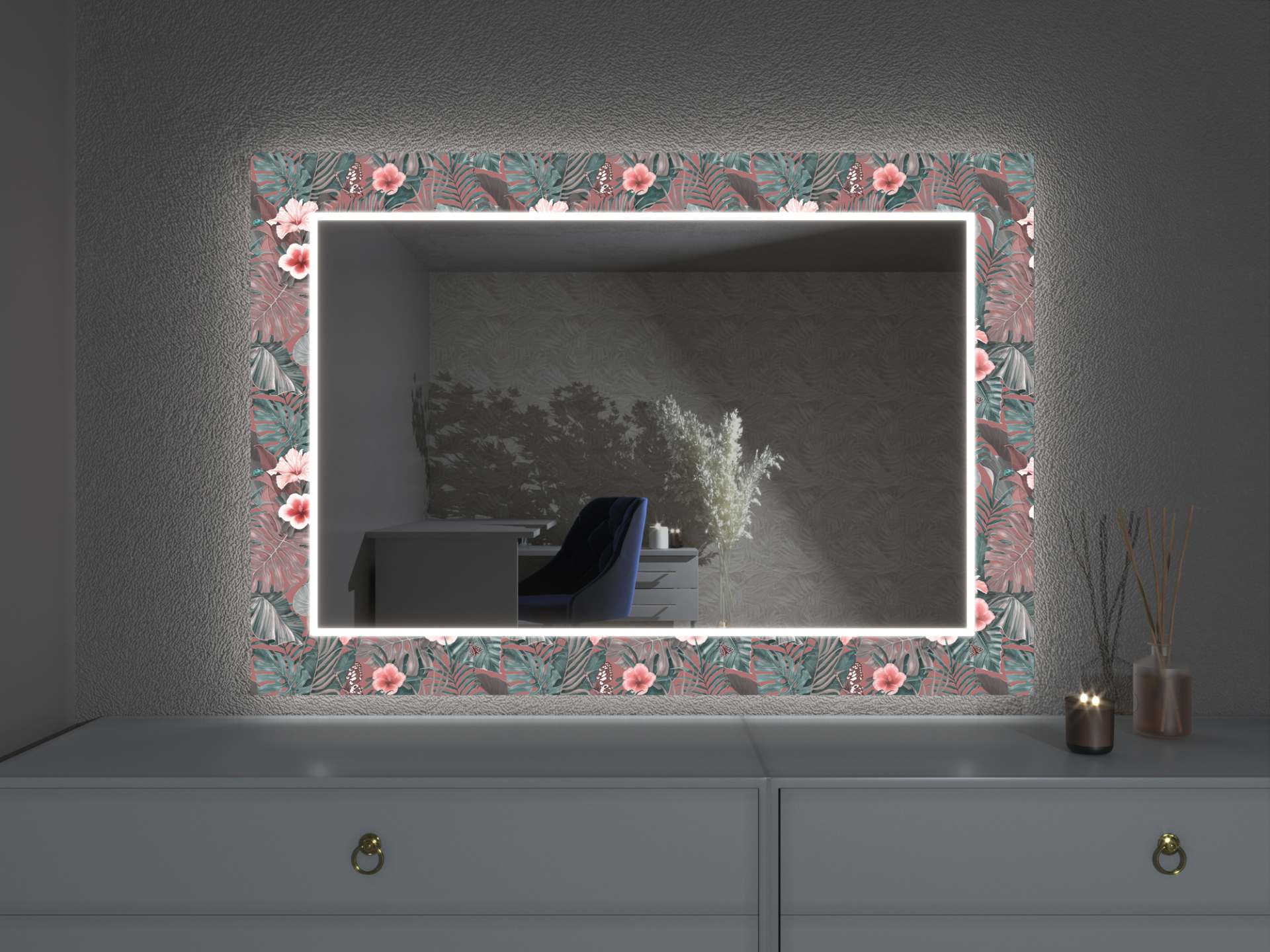 Oglindă LED cu decor D26